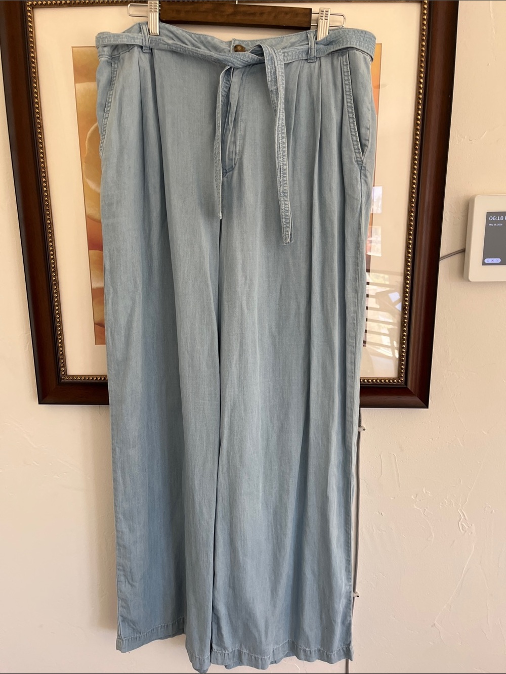 a.n.a Light Blue Wide-Leg Tie-Waist Pants
